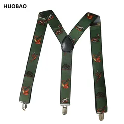 2018 New Men Adjustable 3.5cm Wide Heavy Duty Y-Back Hunters And Animals Suspenders For Mens