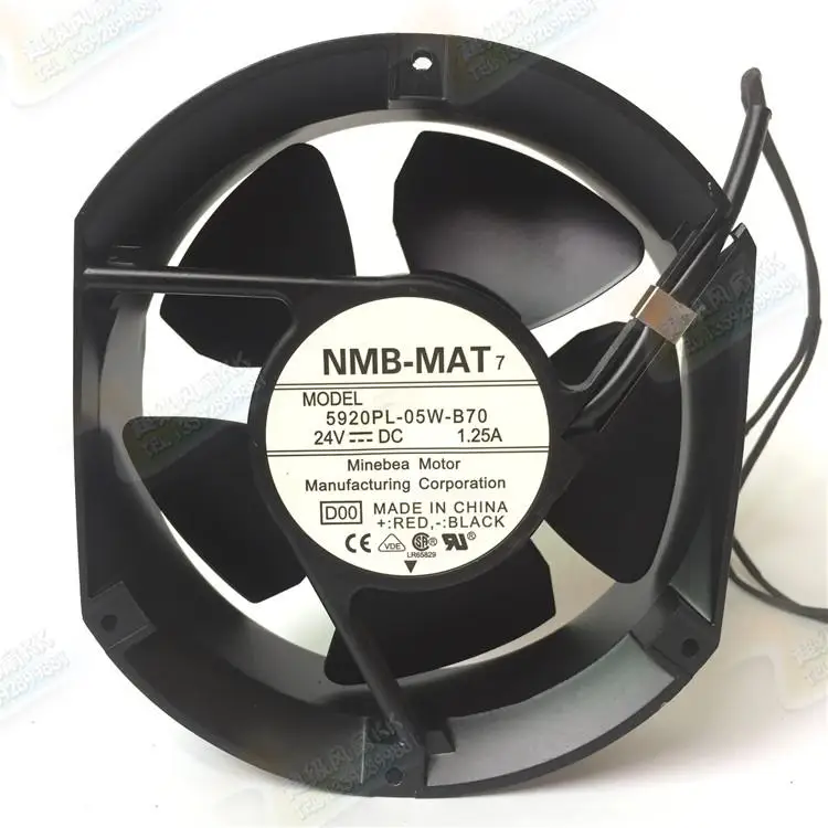 

NMB-MAT 5920PL-05W-B70 D00 DC 24V 1.25A 172x150x51mm 2-wire Server Cooling Fan