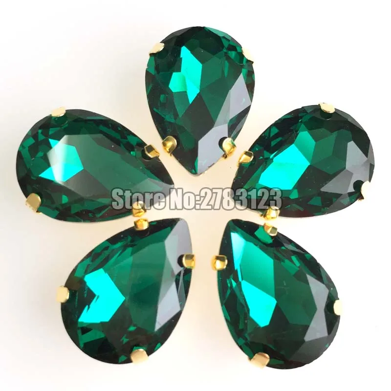 Free shipping malachite green AAA Glass Crystal sew on claw stones Gold bottom loose rhinestones,diy/Clothing accessories SWLJ05