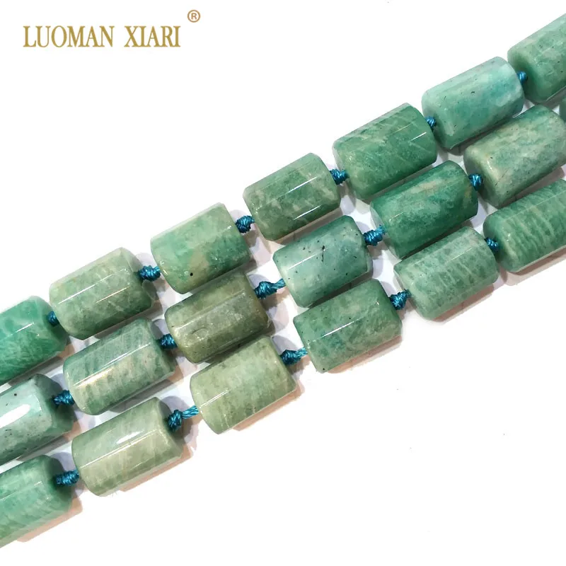 LUOMAN XIARI  Natural Amazonite Cylindrical Facted Stone Beads For Jewelry Making DIY Bracelet Necklace 11*16 mm Strand 15