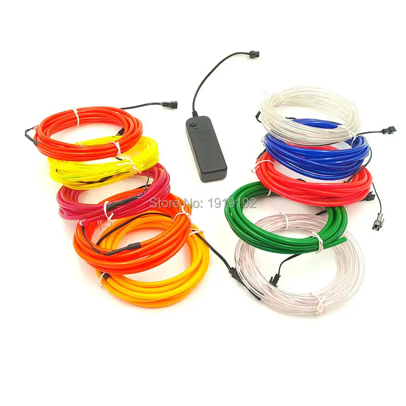 EL Wire Tube Rope, 5.0mm, DC-3V alimentato a batteria, luce fredda al Neon flessibile, festa in auto, decorazione di nozze, selezione di 10 colori