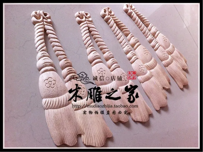 The new Dongyang wood carving antique Chinese floral applique patch carved furniture decorative flower lanyard wood shavings