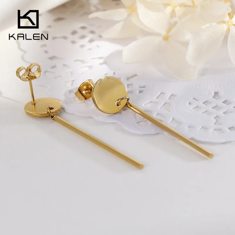 Kalen Simple Tri-Color Stainless Steel Dangle Earrings For Women Round Strip Oorbellen Drop Earrings Pendientes Mujer Jewelry