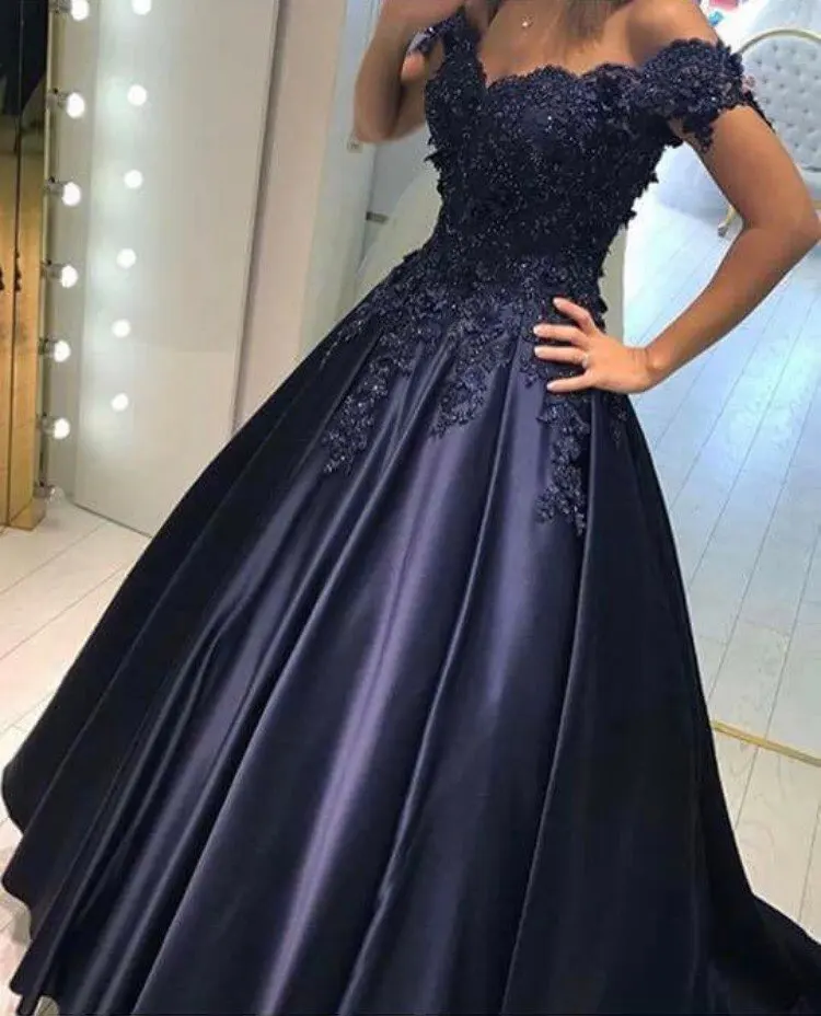 

Vestido de festa Sexy Off The Shoulder Lace A line Prom Dresses 2020 abendkleider Modern Evening Party Dress