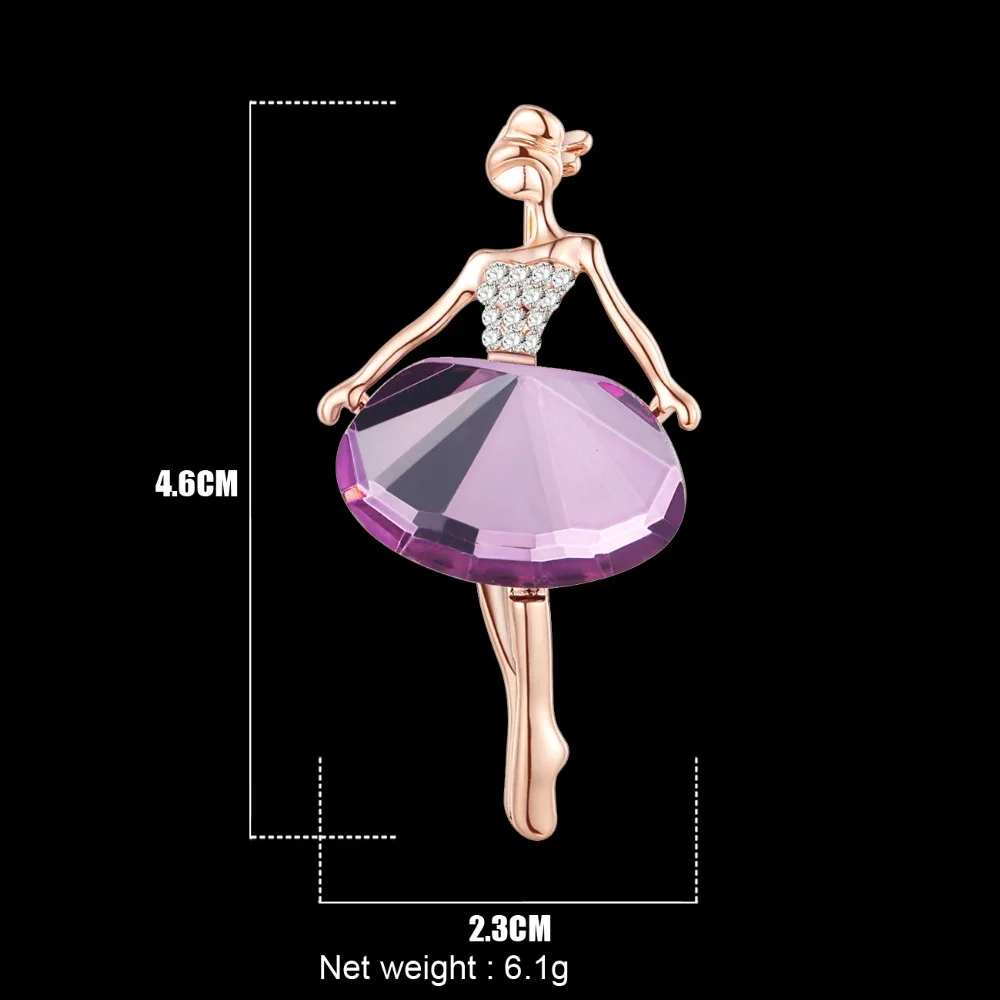 Bonsny Rhinestone Ballet Dancer Girl Brooch For Women Brooches Pin Collar Scarf Decoration New Fashion Jewelry Gift Accessories