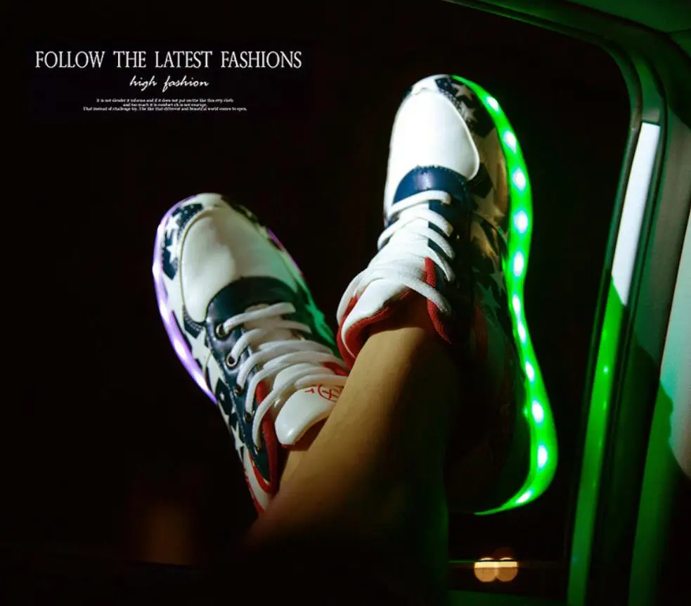 Size 30-46 Glowing Sneakers for kids and adults USB Charging Light Up Shoes for boys girls men women Led Causal Shoes