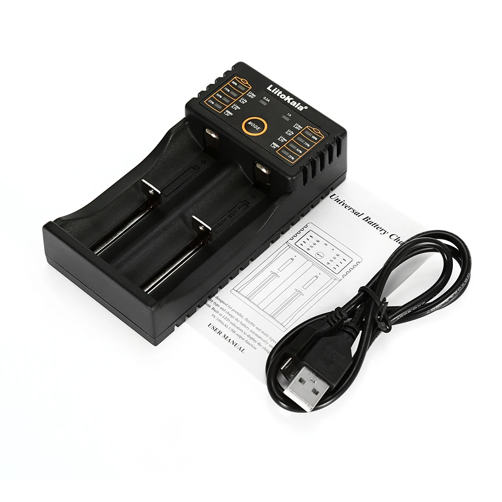 LiitoKala Lii-202 battery charger+ 2pcs HK LiitoKala Lii-22A 18650 2200mah Rechargeable battery for flashlight,10A discharge