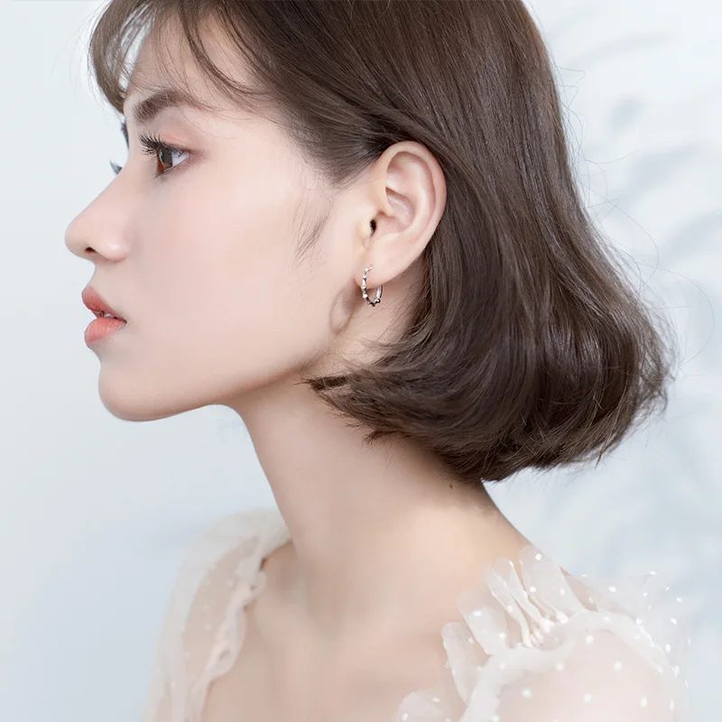 Minimalist 925 Sterling Silver Bamboo Shape Earrings Hoops For Women Girls New Arrival Trendy Silver Jewelry Wholesale Gift 2019