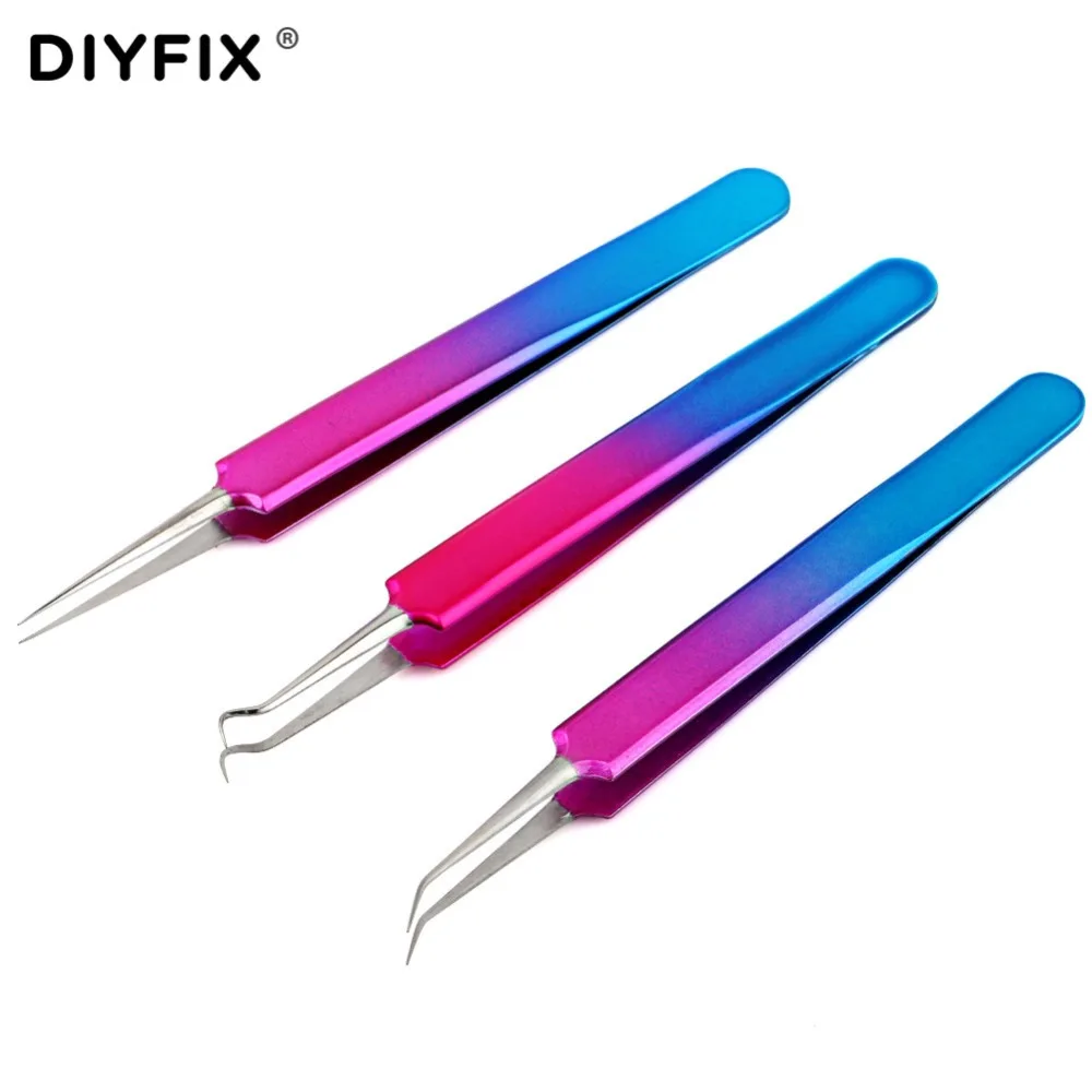 DIYFIX Acne Needle Tweezers Stainless Steel Blackhead Acne Remover Face Care Tool Extention False Eye Lash Eyelashes Hand Tools