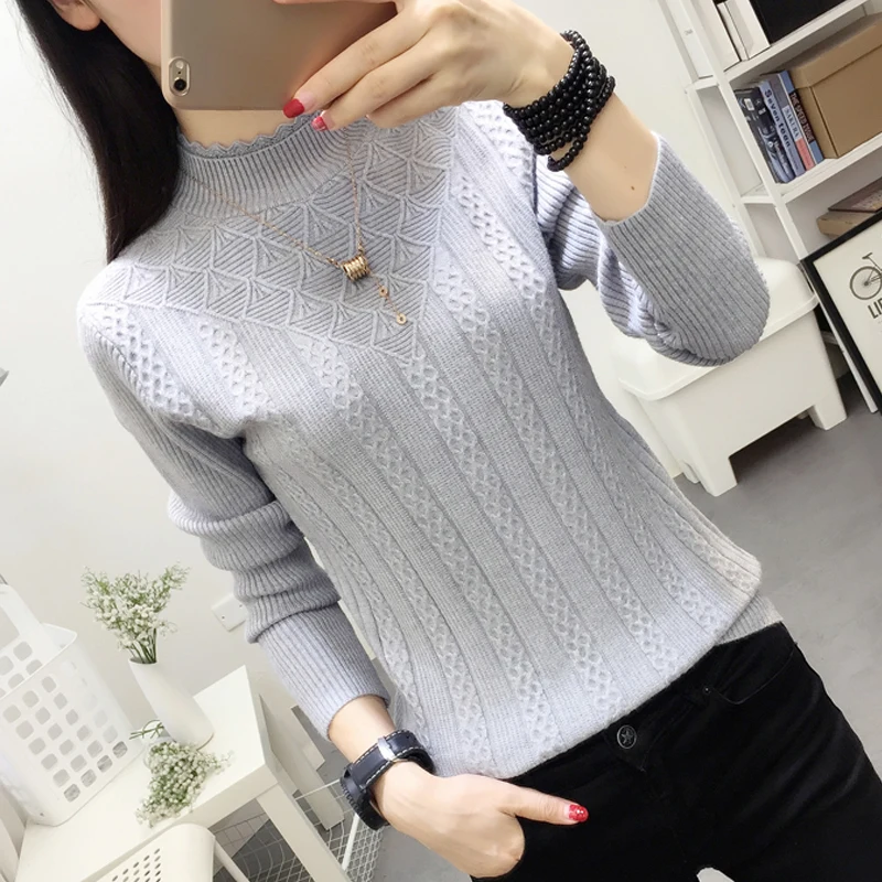 2024 NEW Winter Women Cashmere Sweater Half-high Collar Pullover Bottom Knit Sweater Short Style In Autumn And Winter Sweater