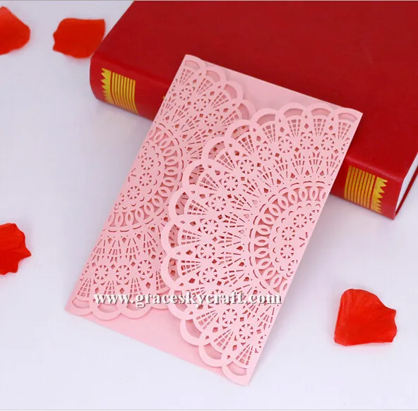 

30pcs/lot Free Shipping Laser Cut European style Lace folded DesignPaper Wedding Invitation RSVP Receipt Cards with inner cards