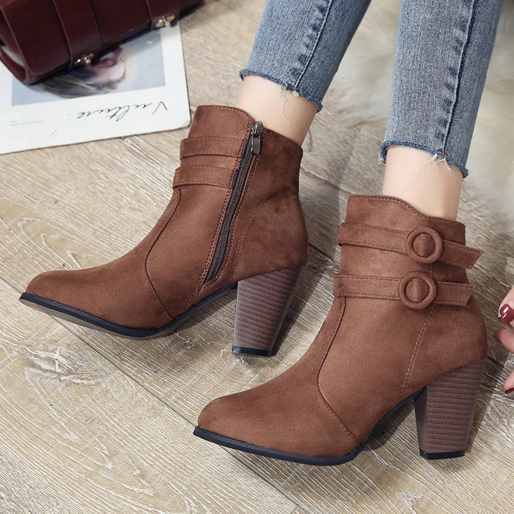 Red Boots Women 2024 Ankle Boots For Women High Heel Autumn Shoes Women Fashion Zipper Boots Size 35~43