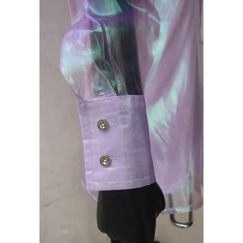 Rare PUNK Rock Casual Classic MJ iridescent purple twinkle organza button front This it it shirt Michael Jackson Costume