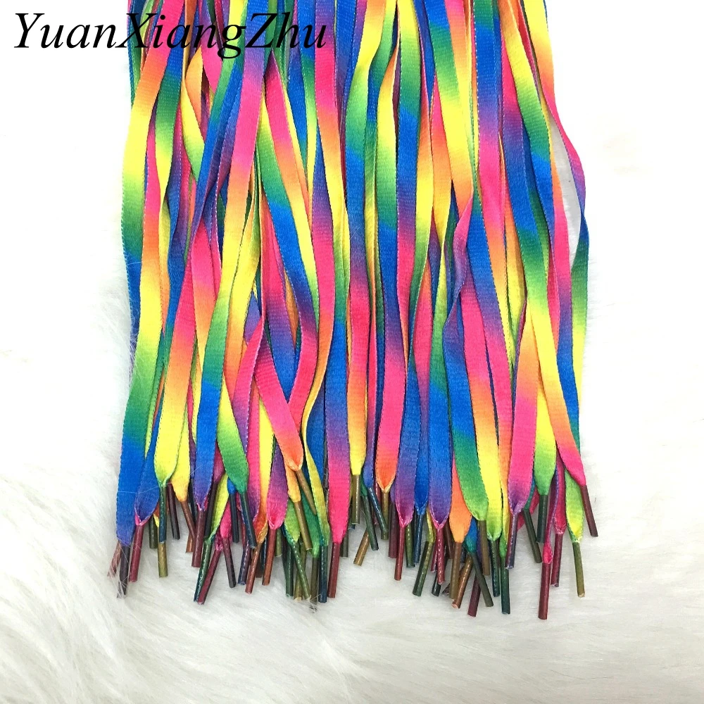 1Pair Colorful Laces Rainbow Gradient Print Flat Canvas Shoe Lace Shoes Casual Chromatic Colour Shoelaces 80CM/100CM/120CM BC-1