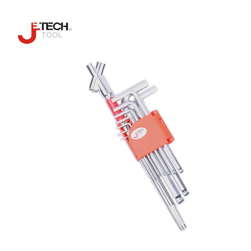 Jetech 9pcs+1pc/set ball end hex keys set with extension bar ball point allen key wrench kit  L-key tool set  alloy steel