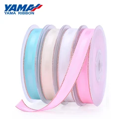 YAMA-Grosgrain Satin Ribbon, Pink Gold Edge, Christmas Ribbons, Hair Bow, Party, 9mm, 16mm, 25mm, 38mm, 3/8, 5/8, 1, 1-1/2 inch