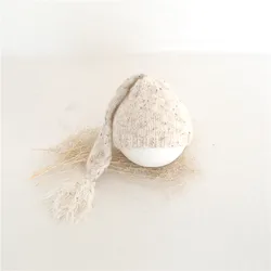 Newborn Sleepy Hat White Baby Girl or Boy Bonnet Knit Infant Cap Newborn Photography Hat Knit Long Bonnet Boy Photo Props Beanie