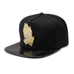 Rhinestone Metal Praying Hands Baseball Cap Adjustable Snapback Hats Gorras Hip Hop Style for Women Men Black Red Blue Dropship