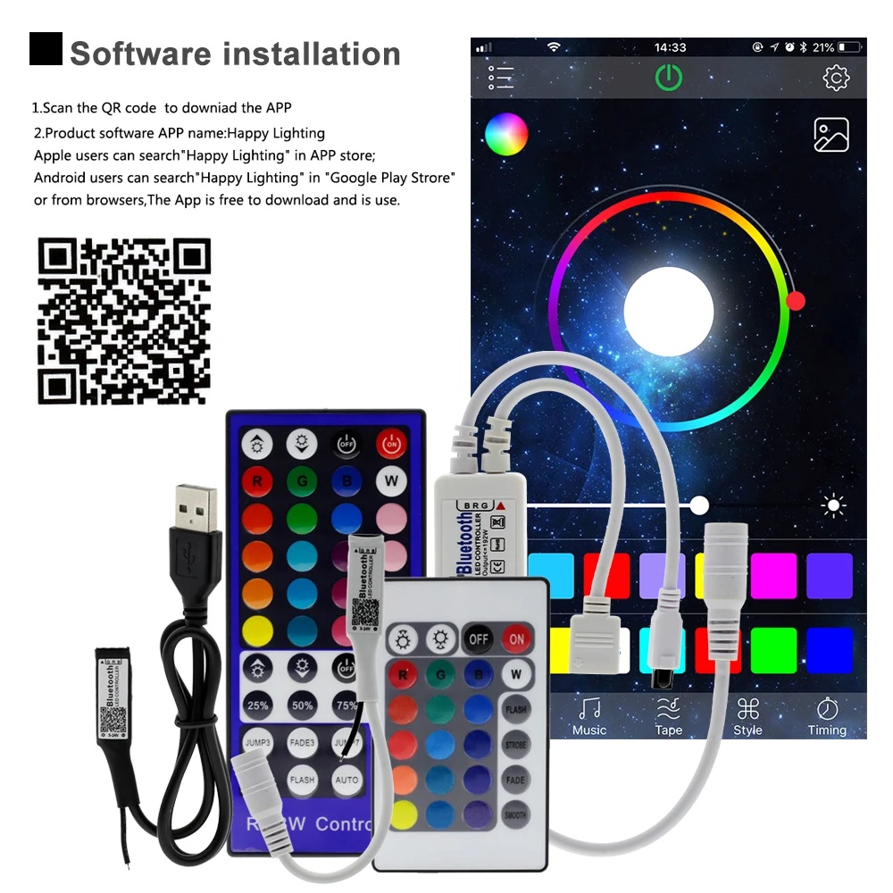 DC5V-24V Bluetooth RGB RGBW LED Controller IOS / Android APP Bluetooth RGB Controller For RGB RGBW LED Strip