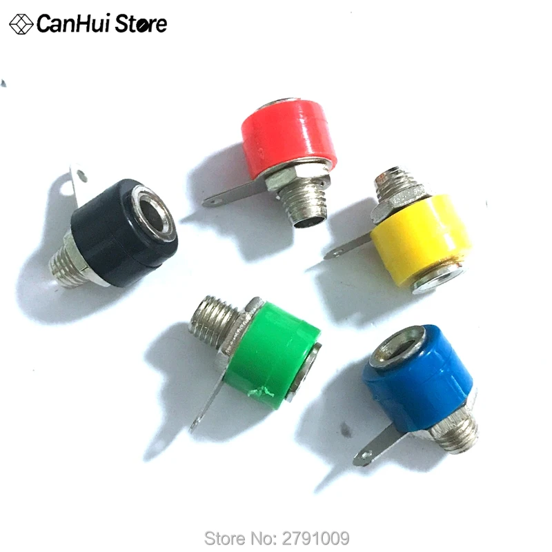 10ps 4mm Banana Socket Nickel Plated Binding Post Nut Banana Plug Jack Connector Red + Black JS-910B Terminal JS919 Opening 8mm