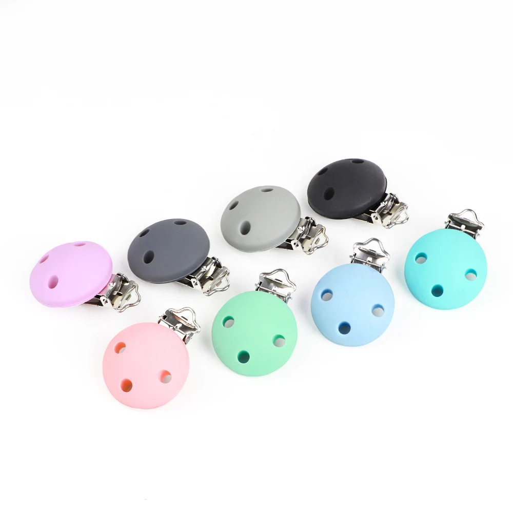 TYRY.HU 1pc Round Shaped Pacifier Clip Silicone Clip Beads Baby Nursing Safe Toys Accessories  DIY Pacifier Chain Clip Clasps