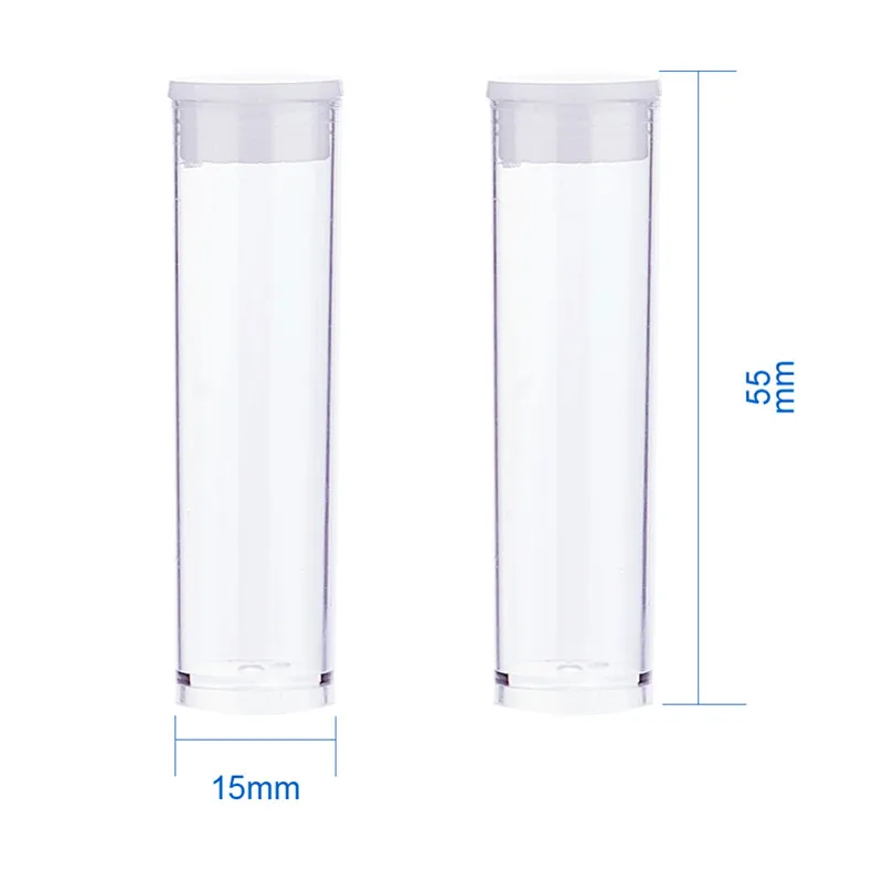 50~100pcs Plastic Clear Tube Bead Containers Bottle Jar Storage Jewelry display 55x15mm F60