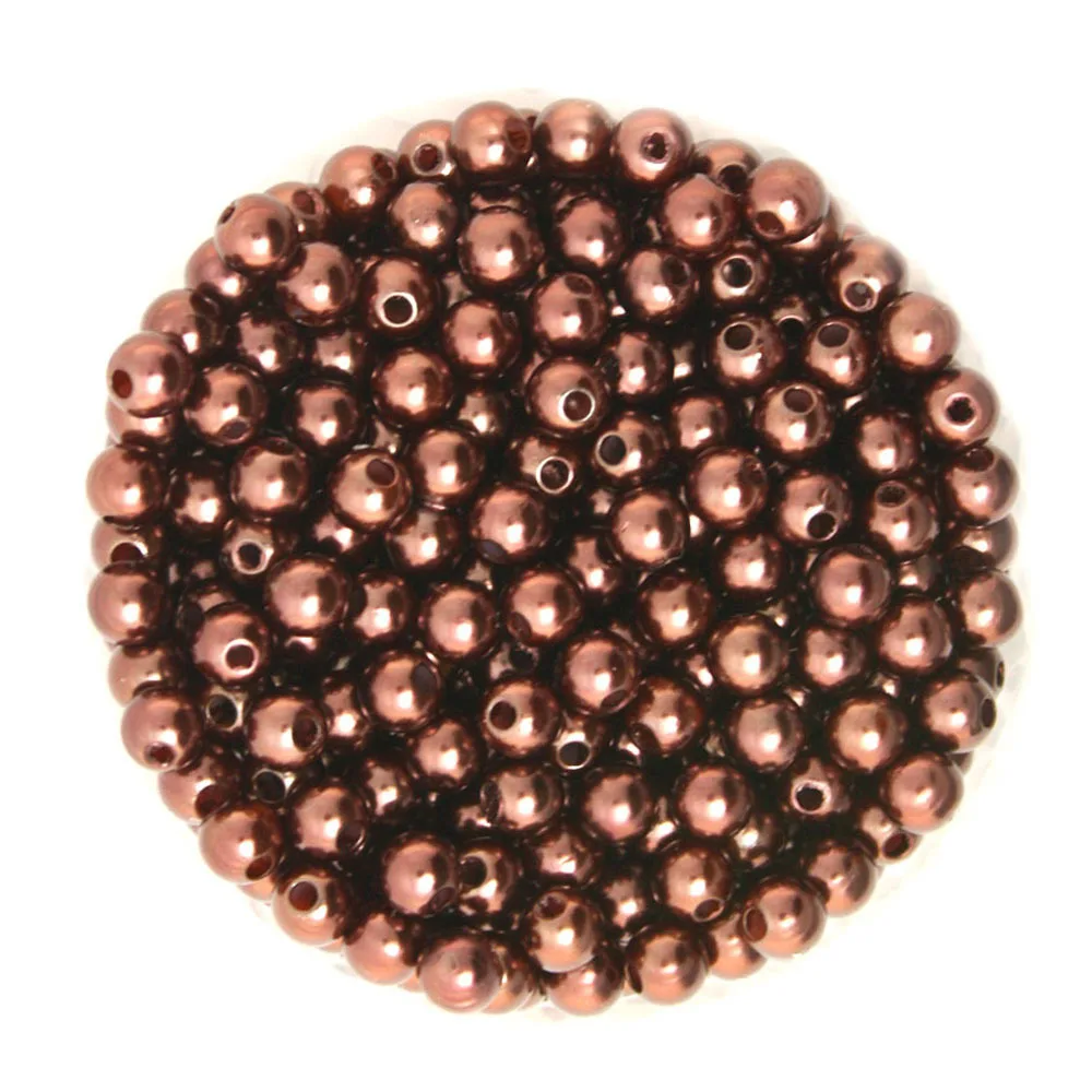 Round Approx 1000pcs/lot Brown Color 6mm Dia. Imitation Pearl Plastic Beads Wholesale for Jewelry Making CN-BSG01-02BR