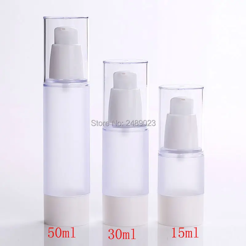 

100 pcs/lot 15ml 30ml 50ml Empty Frosted Body Bottles Refillable Airless Vacuum Pump Lotion Makeup Container