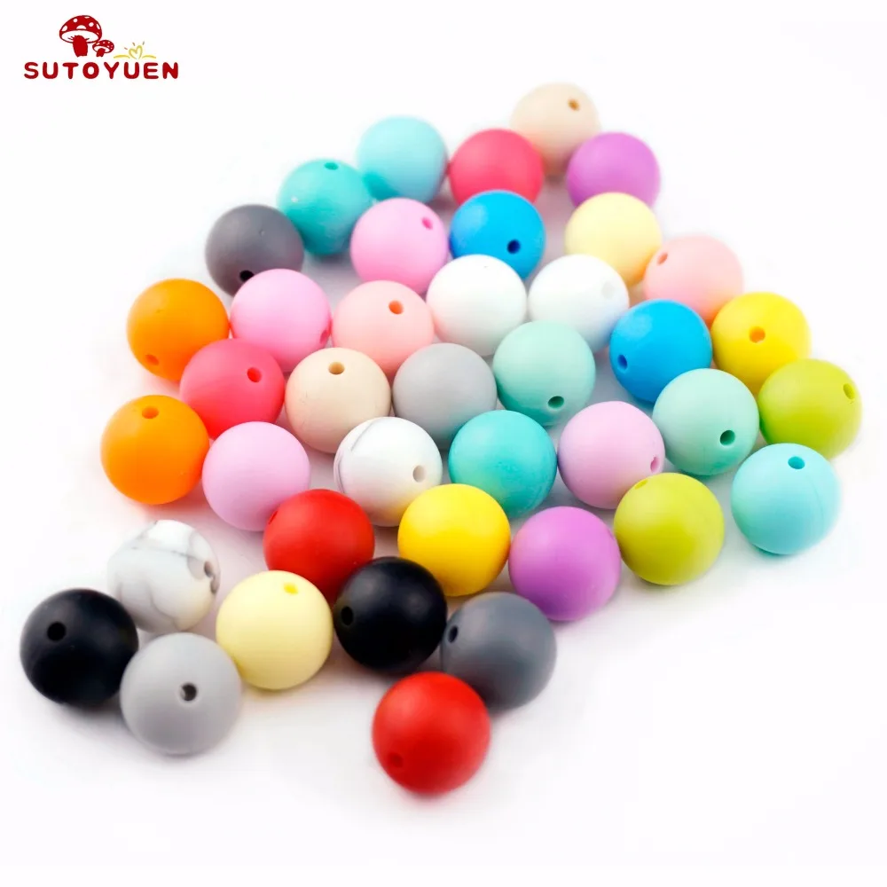 

Sutoyuen BPA Free Round Silicone Beads 12mm 50pc Silicone Teething Beads for diy Baby Teether Necklaces Bracelet Pacifier Clips