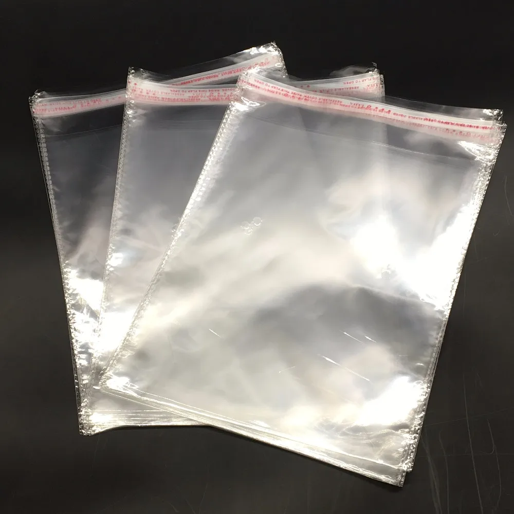 100Pcs 45x60cm Clear Self Adhesive Seal Plastic Bags Transparent Opp Packing Bags for T Shirt, Clothes Packaging Clear Storage