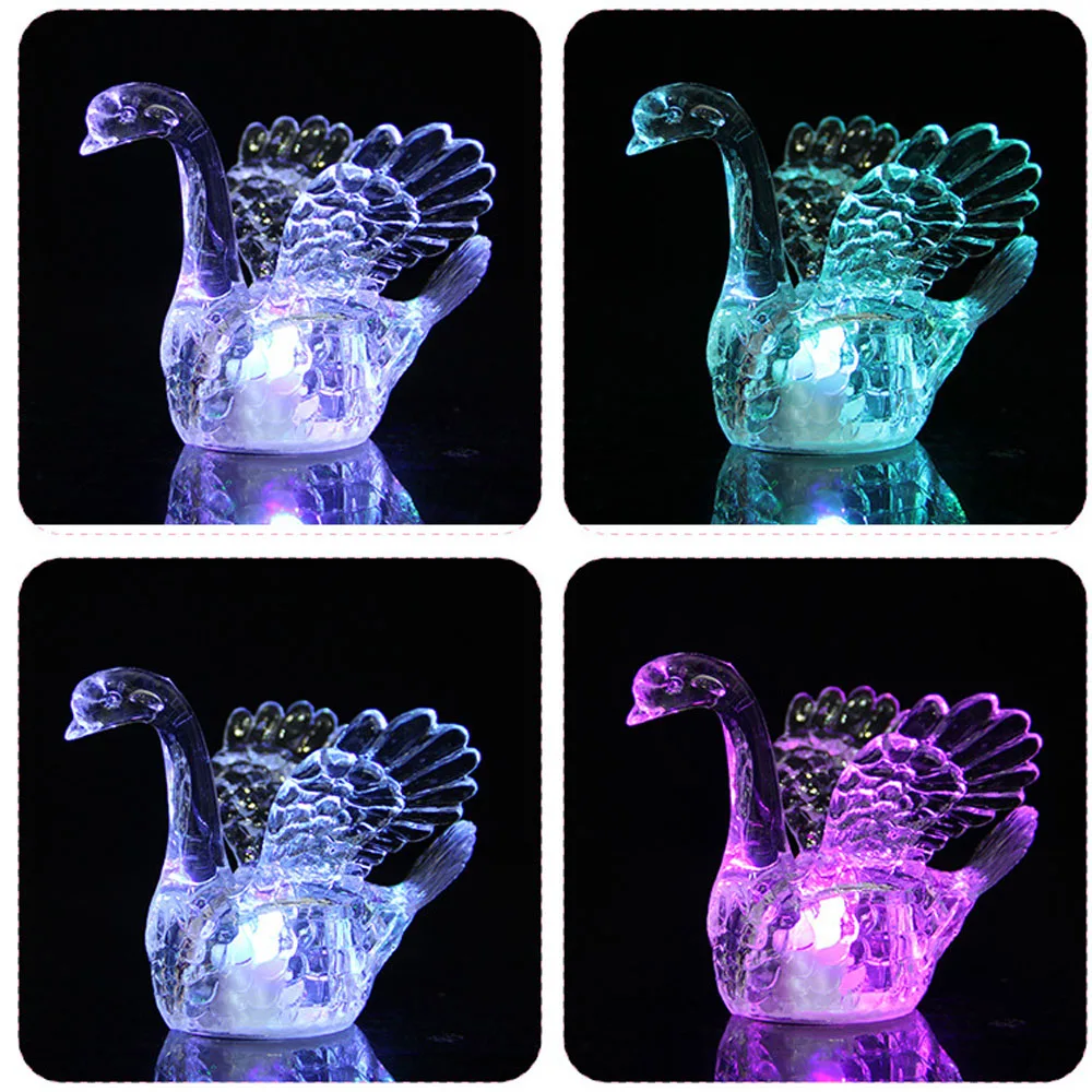 10 pcs/lot LED Swan Animal Night Lights Colorful flashing blinking Table Desk Lamps Holiday Party wedding decoration Kids Toys