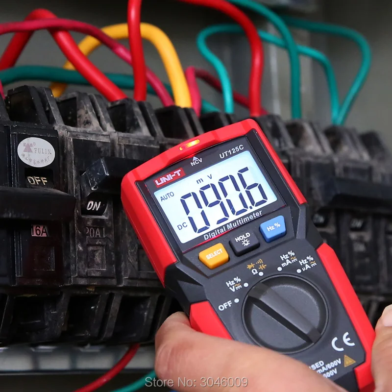 UNI-T UT125C Pocket Size Digital Multimeter; Resistor/Capacitor/Frequency/Diode/NCV Test, Low Voltage Display