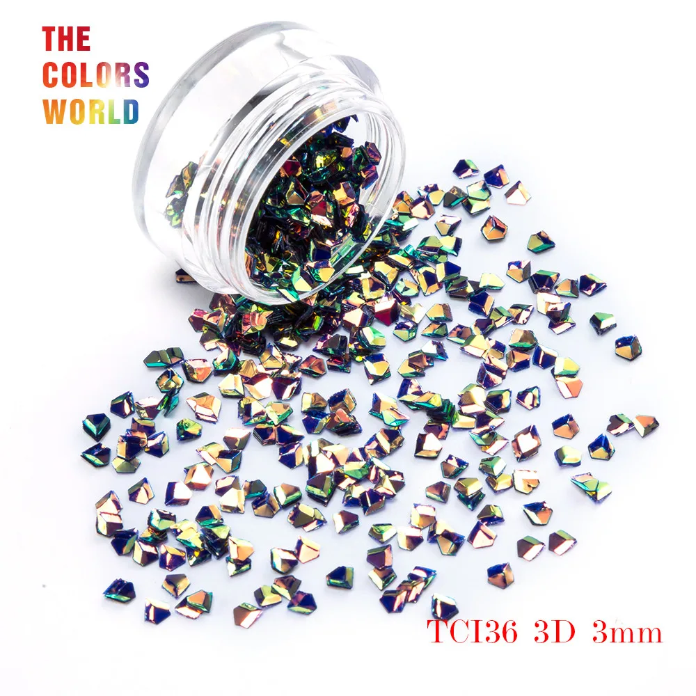 

TCT-048 Jewelry Diamond Shape 3D Effect Colorful Glitter 3MM Nails Glitter Nail Art Decoration Makeup Facepaint DIY Decoration