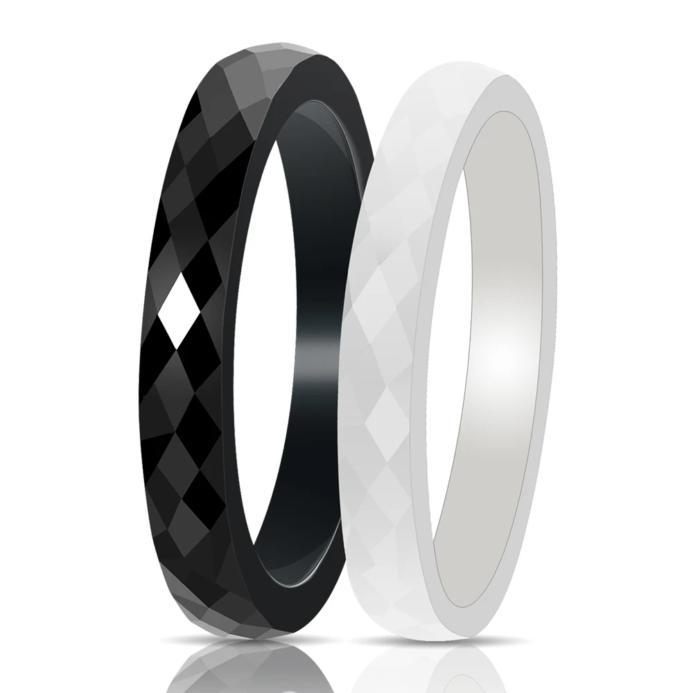 Casual Light Black White Ceramic Rings for Women Cut Surface Ceramic Jewelry Ring Fashion Women Ring Dropshipping