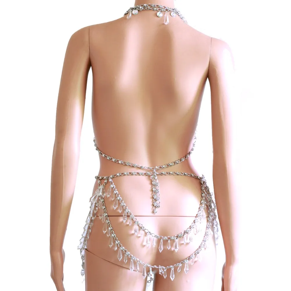 Cristal beading disco exótico tanques colheita topo corrente sexy mini saia bodysuits rave sutiã festival moda wear festa jóias crs621