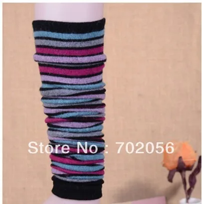 striped rabbit fur wool blend women long leg warmer Leg Shoes Ankle Warmer Boot Sleeves Cover 6 pairs/lot #3302