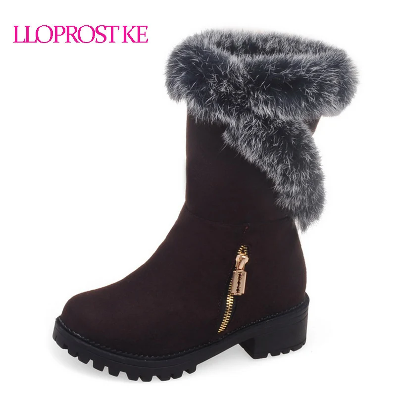 LLoprost KE New comfortable lesure elastic nubuck leather woman snow boots beauty fashion winter shoes women size 30-52 dxj482