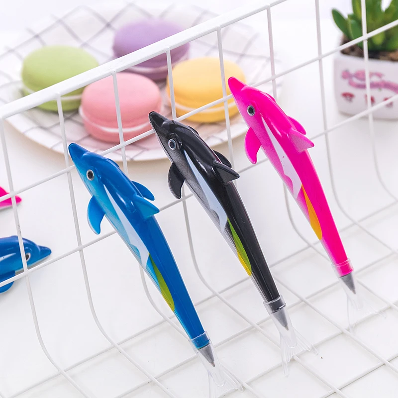1Pcs 2018 Cartoon Cute Dolphin Shape Ballpoint Pen Marine Life Kid Ball Pen Fine Point 0.5mm Stationery Office School Supplies