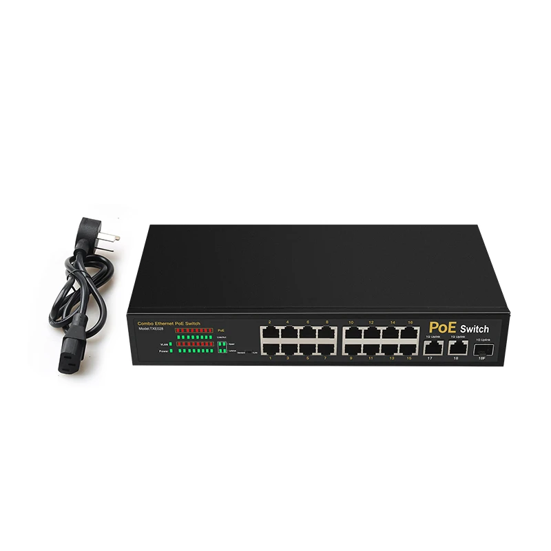 DIEWU ICPLUS/IP1818 16 Port 100M+2port 1000m+1SFP simple POE Switch for security IP camera