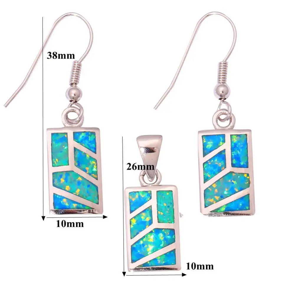 CiNily Created Blue Fire Opal Silver Plated Jewelry Set Wholesale Retail Hot for Women Jewelry Pendant Dangle Earrings OT96