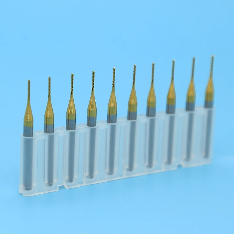 Micro Titanium Coated Wood End Mill Tupia Strawberry Metal Router PCB Drill Bit Power Tool Set 1.0mm--2.0mm  10PCS