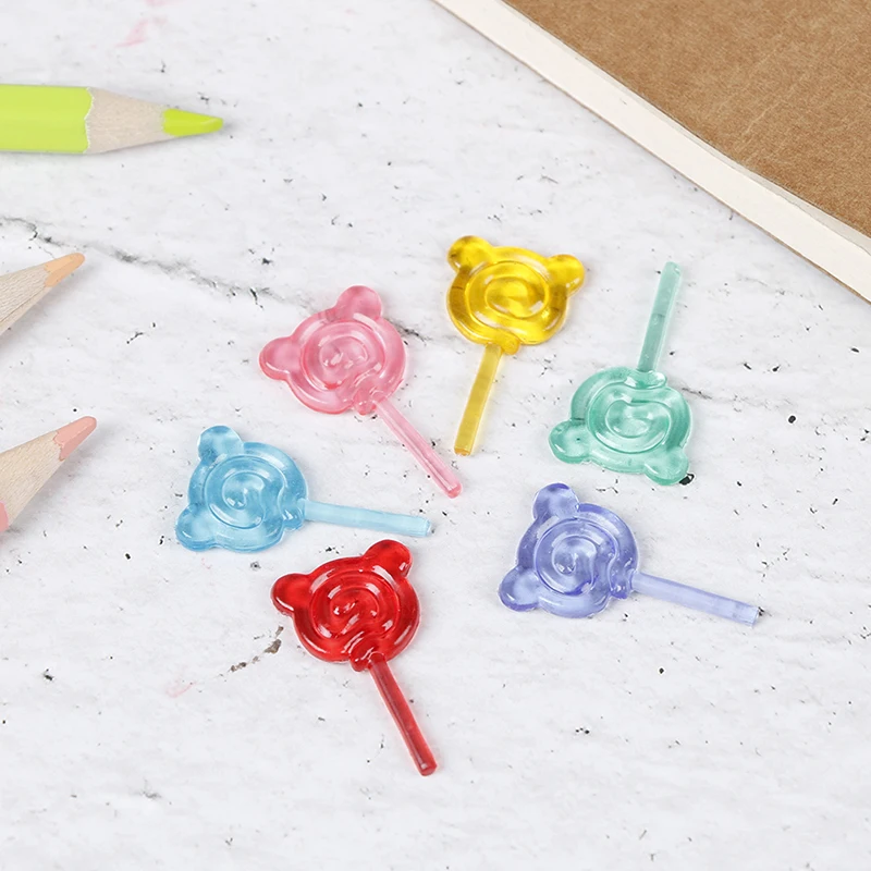 6Pcs 1:12 Scale Mini Resin Bear Shape Lollipop Simulation For Dollhouse Miniature Toy Doll Food Kitchen Gift Doll Accessories