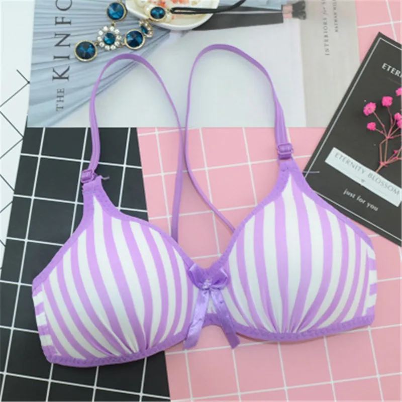 New Summer Girl Training Bras Striped Kids Girl Bra Teenage Underwear Thin Cup Top Youth Small Breast Bra For Children