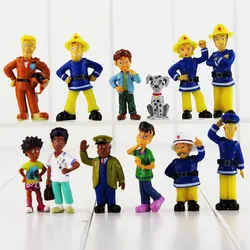 12Pcs/Set Fireman Sam Action Figure Toys 3-6.3cm Cute Cartoon PVC Dolls