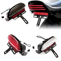 Motorcycle Smoke Tri-Bar Rear Fender Brake Tail LED Lamp Lighting bracket mount Fit For Harley Dyna FXDF Fat Bob 2006-2011