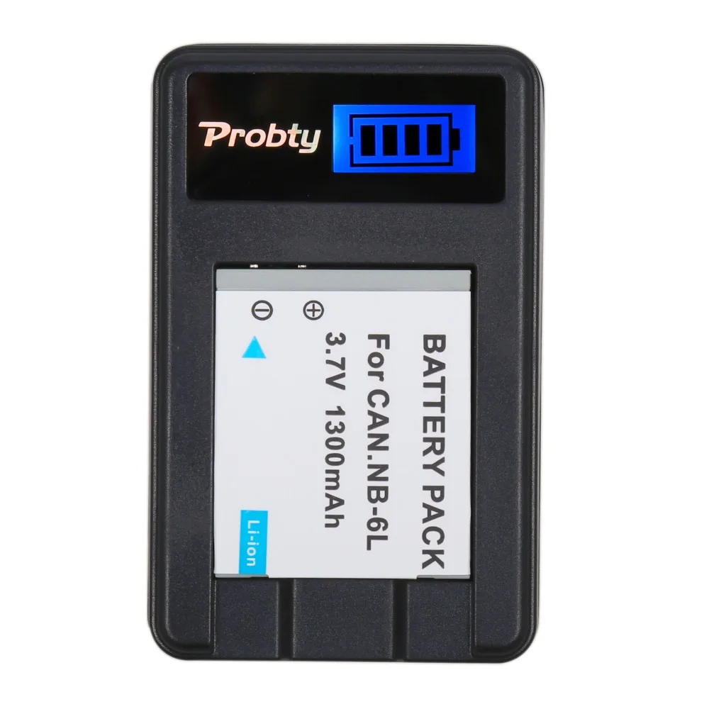 PROBTY 1pcs NB-6L NB 6L NB6L Batteria + LCD USB Caricabatteria Per Canon IXUS 310 SX275 SX280 SX510 200 105 210 300 S90 S95 SD1300