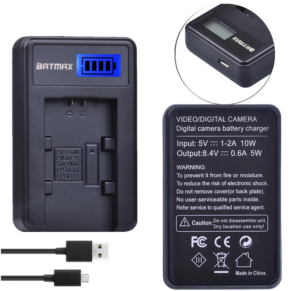 Batmax NP-FV50 NP FV50 LCD USB Charger for Sony NP-FV30 HDR-CX150E HDR-CX170 NP-FV70 NP-FV100 NP-FH50