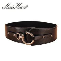 Maikun Breite Gürtel für Frauen Vintage Elastische Damen Gürtel Metall Haken Schnalle