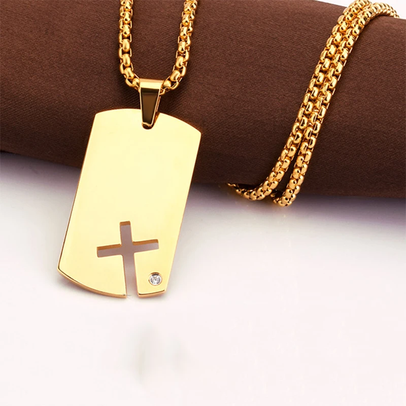 Angepasste Hohl Kreuz Brief Halskette Gravieren Name Foto ID Tag Anhänger Halsketten Edelstahl Angepasst Logo Schmuck