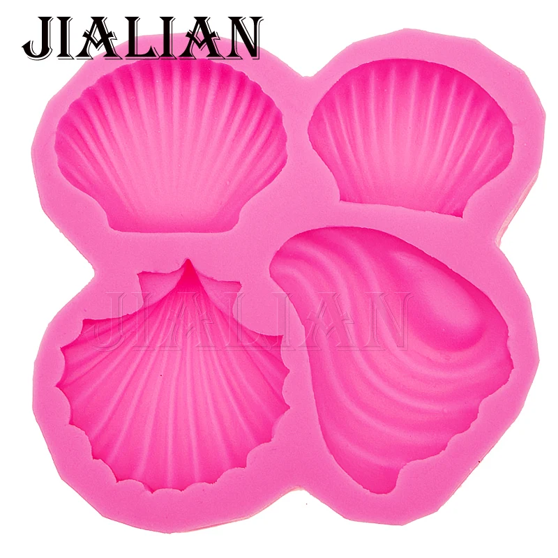 4 Hole Conch shell cooking tools fondant sugar mold silicone mold DIY cake decoration tools handmade soap mold T0547